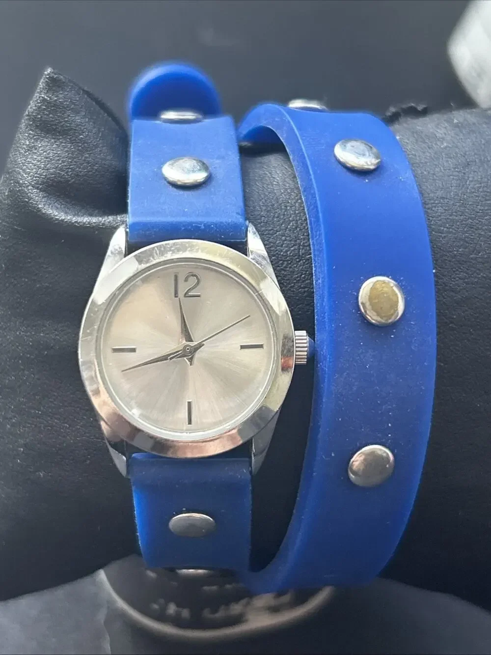 Silver Tone Blue Wrap Style Band Women’s Quartz Watch